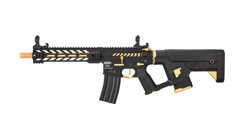 Lancer Tactical Enforcer Battle Hawk 10in Skeleton AEG w/ Alpha Stock, Black/Gold, LT-34BCG10-G2-ME