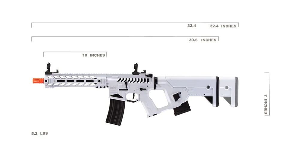 Lancer Tactical Enforcer Battle Hawk 10in Skeleton AEG w/ Alpha Stock, White/Black, LT-34WCB10-G2-ME