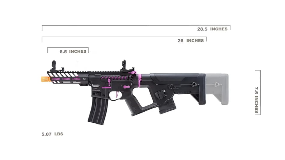 Lancer Tactical Enforcer NEEDLETAIL Skeleton AEG, Black/Purple, LT-29BCPL-G2-ME