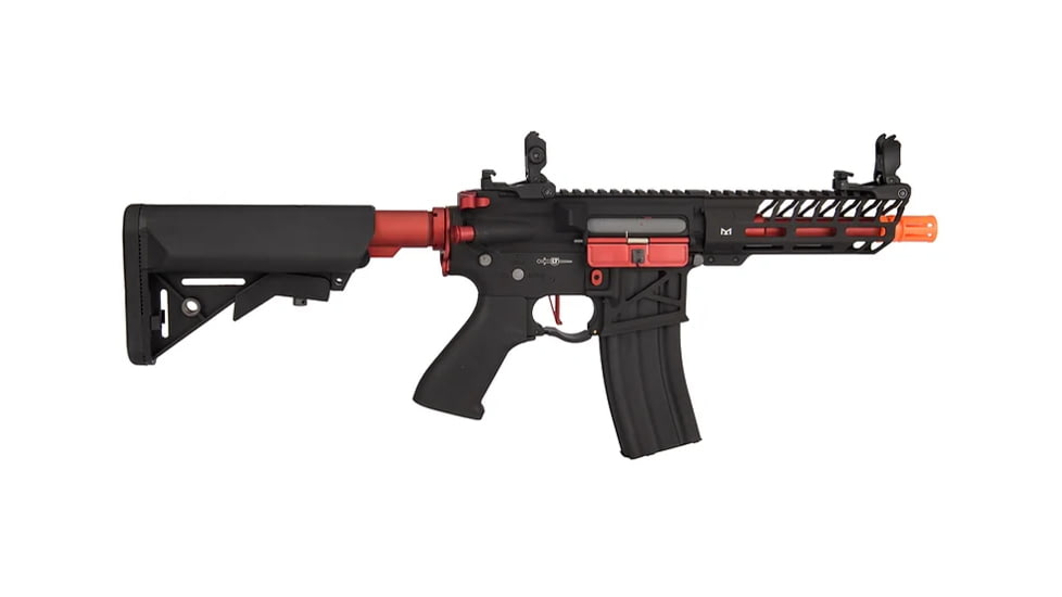Lancer Tactical Enforcer Needletail Skeleton Crane Stock Low FPS, Black/Red, LT-29BACRL-G2-ME