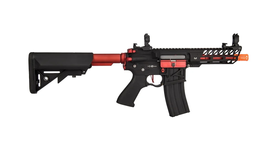 Lancer Tactical Enforcer Needletail Skeleton Crane Stock Low FPS, Black/Red, LT-29BACRL-G2-ME