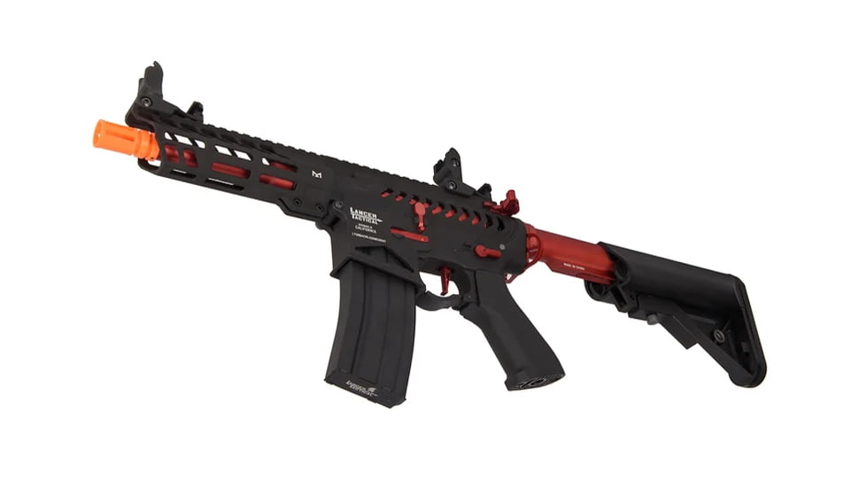 Lancer Tactical Enforcer Needletail Skeleton Crane Stock Low FPS, Black/Red, LT-29BACRL-G2-ME