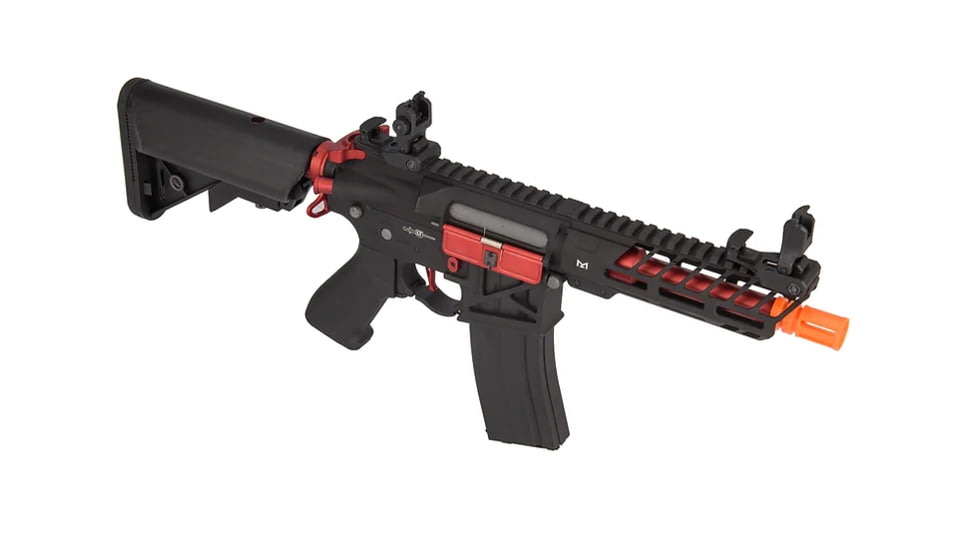 Lancer Tactical Enforcer Needletail Skeleton Crane Stock Low FPS, Black/Red, LT-29BACRL-G2-ME
