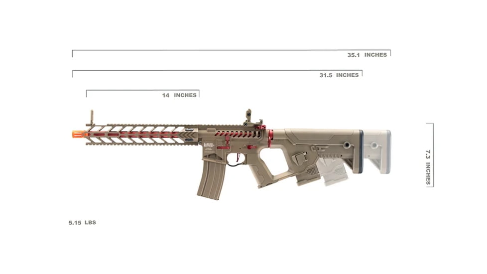 Lancer Tactical Enforcer Night Wing Skeleton AEG w/ Alpha Stock, Tan/Red, LT-33TCR-G2-ME