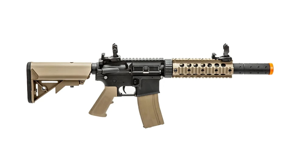 Lancer Tactical Gen 2 7in Nylon Polymer M4 Airsoft AEG, Black/Tan, LT-15X-G2