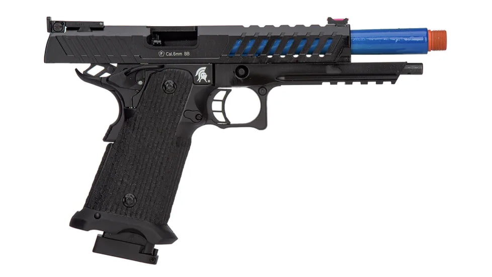 Lancer Tactical Knightshade Hi-Capa Gas Blowback Airsoft Pistol, Black/Blue, LTX-6BN