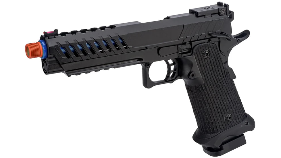 Lancer Tactical Knightshade Hi-Capa Gas Blowback Airsoft Pistol, Black/Blue, LTX-6BN