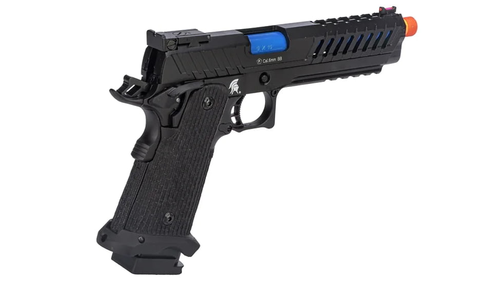 Lancer Tactical Knightshade Hi-Capa Gas Blowback Airsoft Pistol, Black/Blue, LTX-6BN