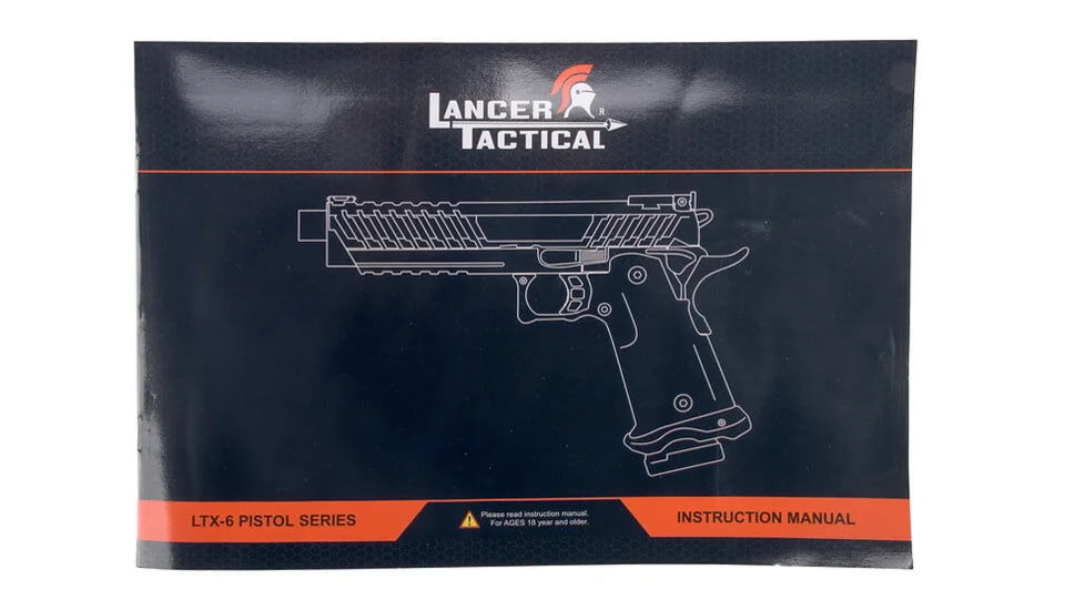 Lancer Tactical Knightshade Hi-Capa Gas Blowback Airsoft Pistol, Black/Blue, LTX-6BN