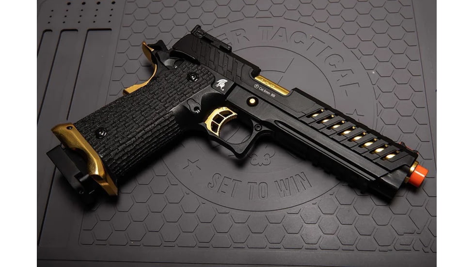 Lancer Tactical Knightshade Hi-Capa Gas Blowback Airsoft Pistol, Black/Gold, LTX-6B