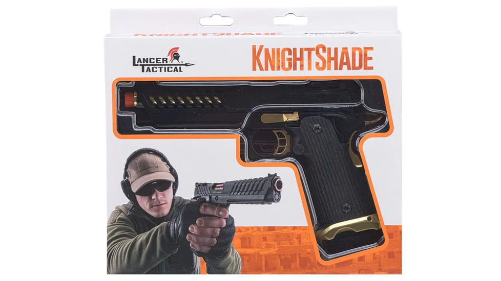 Lancer Tactical Knightshade Hi-Capa Gas Blowback Airsoft Pistol, Black/Gold, LTX-6B