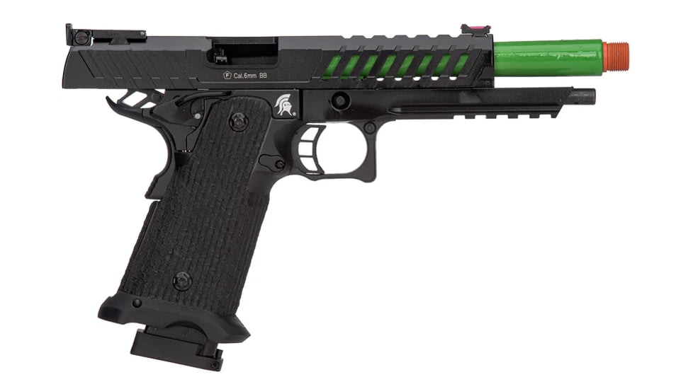 Lancer Tactical Knightshade Hi-Capa Gas Blowback Airsoft Pistol, Black/Green, LTX-6BZ