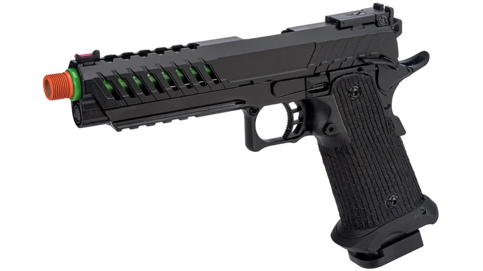 Lancer Tactical Knightshade Hi-Capa Gas Blowback Airsoft Pistol, Black/Green, LTX-6BZ