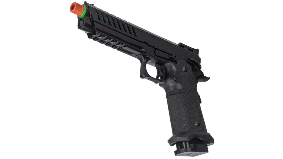 Lancer Tactical Knightshade Hi-Capa Gas Blowback Airsoft Pistol, Black/Green, LTX-6BZ