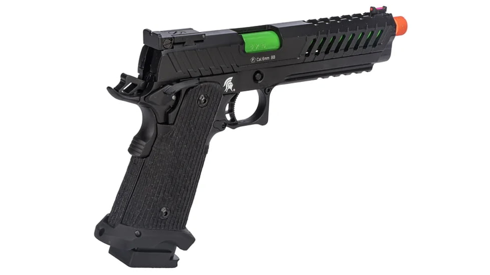 Lancer Tactical Knightshade Hi-Capa Gas Blowback Airsoft Pistol, Black/Green, LTX-6BZ