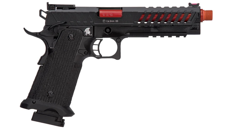 Lancer Tactical Knightshade Hi-Capa Gas Blowback Airsoft Pistol, Black/Red, LTX-6BR