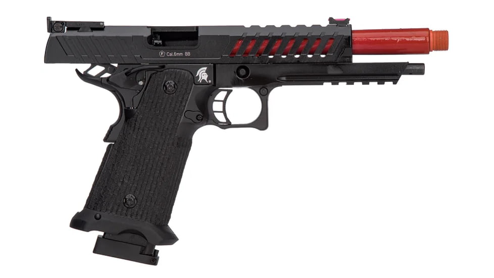 Lancer Tactical Knightshade Hi-Capa Gas Blowback Airsoft Pistol, Black/Red, LTX-6BR