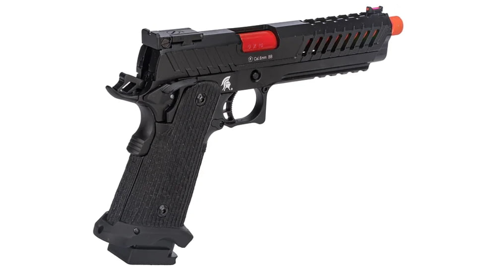Lancer Tactical Knightshade Hi-Capa Gas Blowback Airsoft Pistol, Black/Red, LTX-6BR