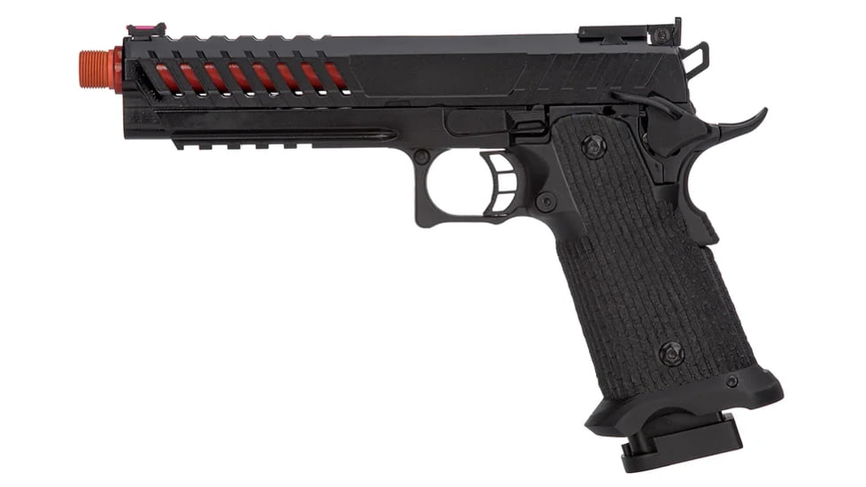 Lancer Tactical Knightshade Hi-Capa Gas Blowback Airsoft Pistol, Black/Red, LTX-6BR