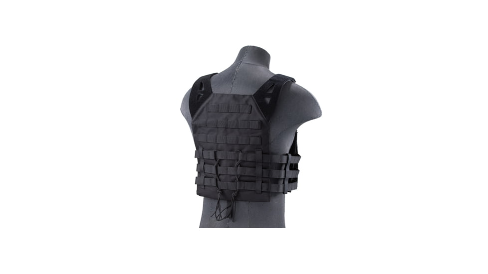 Lancer Tactical Lightweight Molle Tactical Vest with Retention Cords, Black, CA-1897B