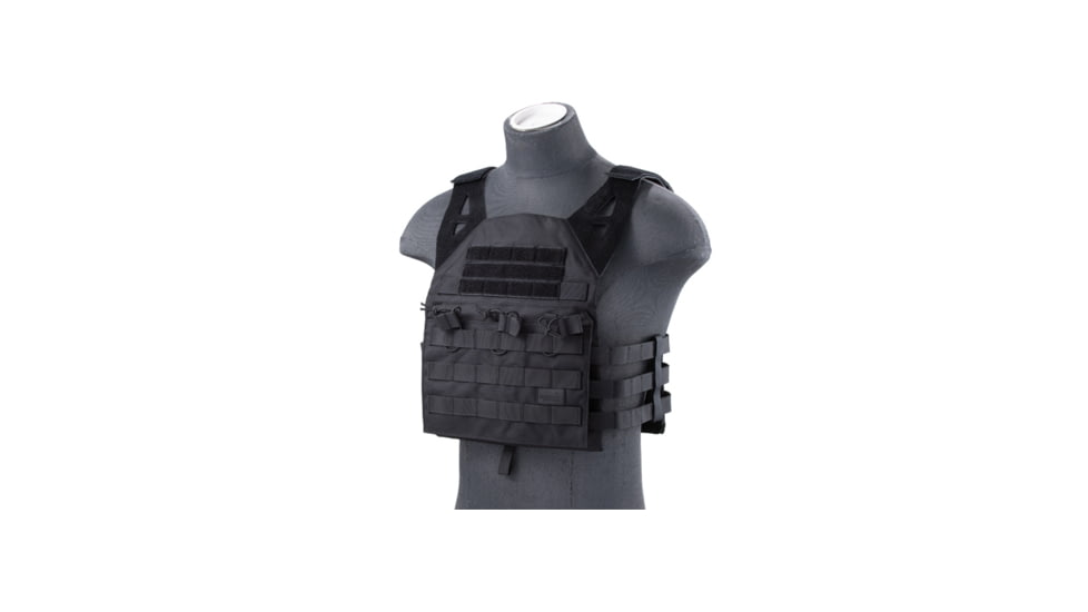 Lancer Tactical Lightweight Molle Tactical Vest with Retention Cords, Black, CA-1897B