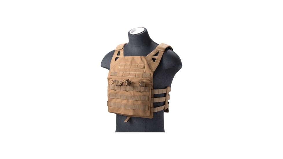 Lancer Tactical Lightweight Molle Tactical Vest with Retention Cords, Tan, CA-1897K