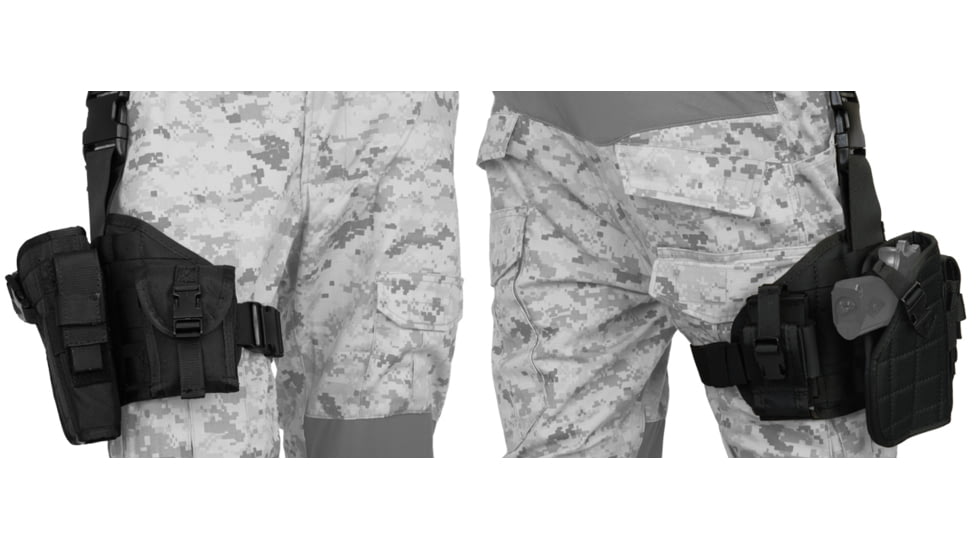 Lancer Tactical MOLLE Platform Drop Leg Pistol Holster, Black, CA-324BN