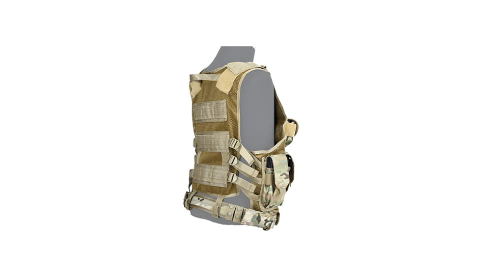 Lancer Tactical Nylon Cross Draw Vest w/Holster, Camo, CA-310CN
