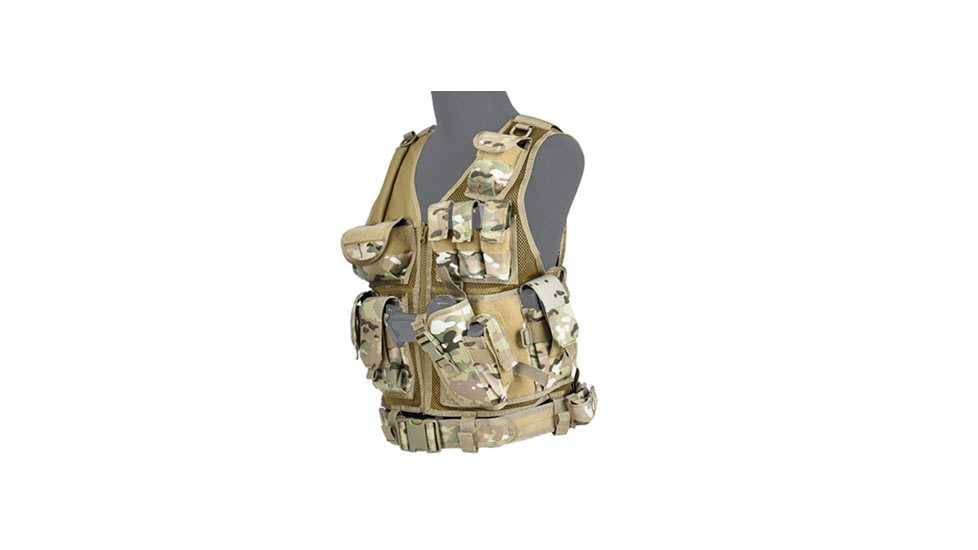 Lancer Tactical Nylon Cross Draw Vest w/Holster, Camo, CA-310CN