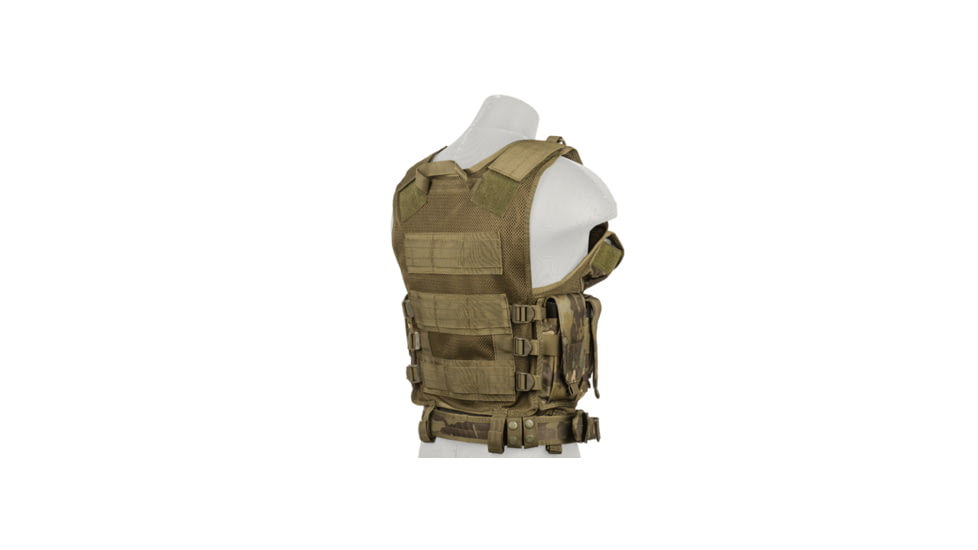 Lancer Tactical Nylon Cross Draw Vest w/Holster, Camo Tropic, CA-310MTN