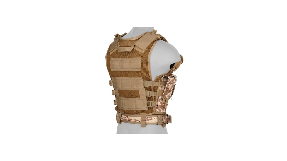 Lancer Tactical Nylon Cross Draw Vest w/Holster, Desert Digital, CA-310DDN