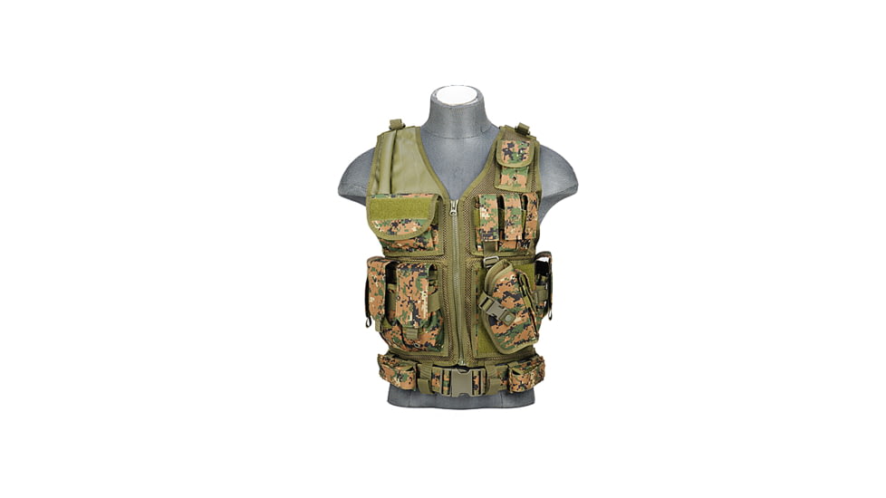 Lancer Tactical Nylon Cross Draw Vest w/Holster, Digital Marpat, CA-310DN