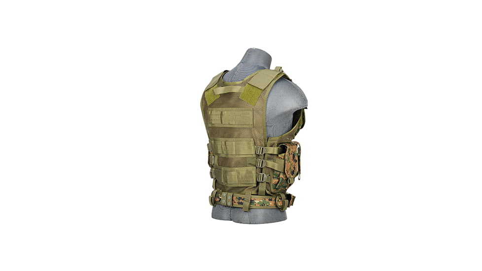 Lancer Tactical Nylon Cross Draw Vest w/Holster, Digital Marpat, CA-310DN
