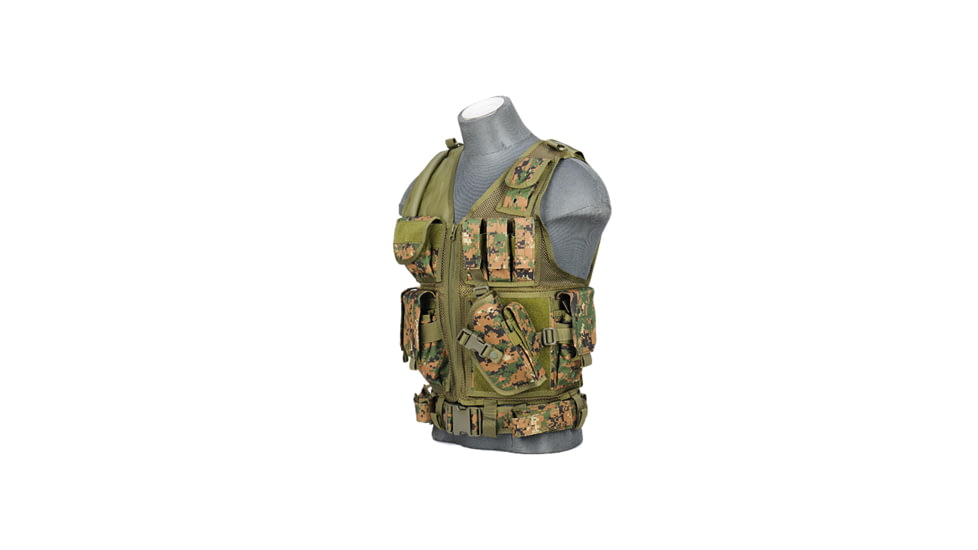Lancer Tactical Nylon Cross Draw Vest w/Holster, Digital Marpat, CA-310DN