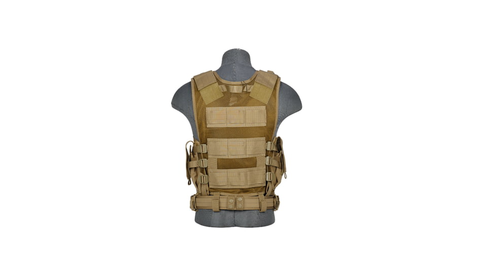 Lancer Tactical Nylon Cross Draw Vest w/Holster, Khaki, CA-310KN