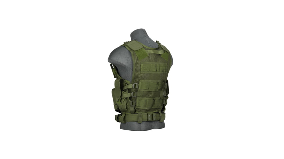 Lancer Tactical Nylon Cross Draw Vest w/Holster, Olive Drab, CA-310GN