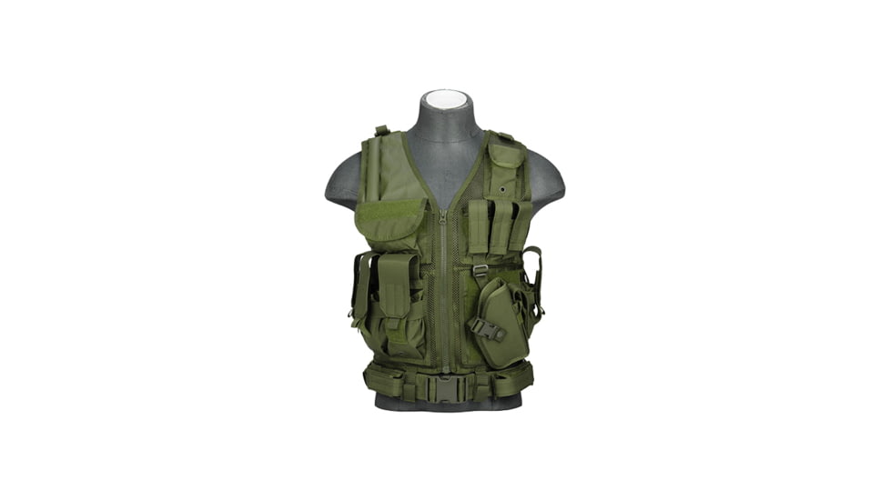 Lancer Tactical Nylon Cross Draw Vest w/Holster, Olive Drab, CA-310GN