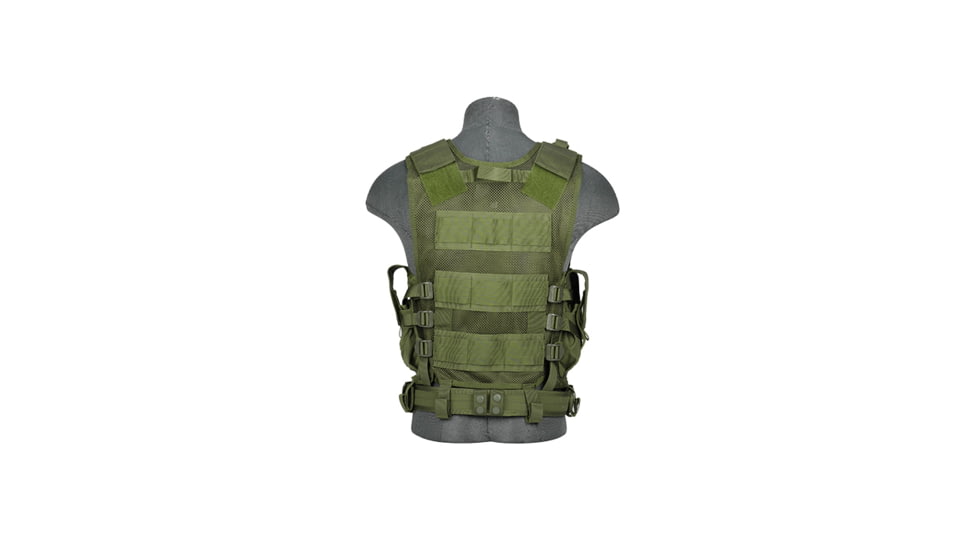 Lancer Tactical Nylon Cross Draw Vest w/Holster, Olive Drab, CA-310GN