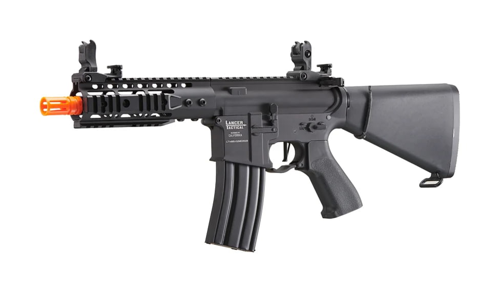 Lancer Tactical Proline 7in KeyMod Airsoft AEG Rifle w/ Stubby Stock, Black, LT-14BBU-G2-ME