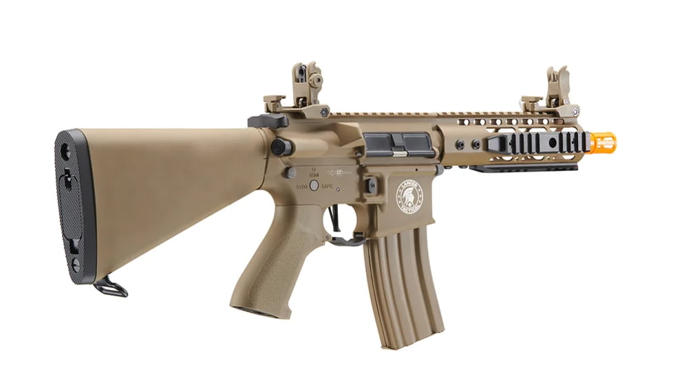 Lancer Tactical Proline 7in KeyMod Airsoft AEG Rifle w/ Stubby Stock, Tan, LT-14BTU-G2-ME
