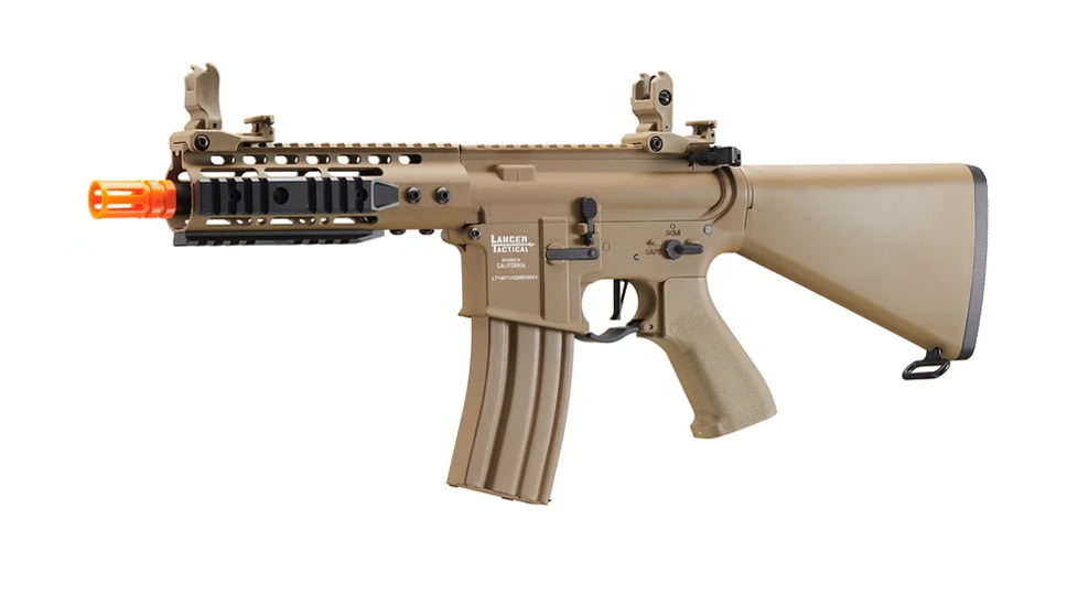 Lancer Tactical Proline 7in KeyMod Airsoft AEG Rifle w/ Stubby Stock, Tan, LT-14BTU-G2-ME