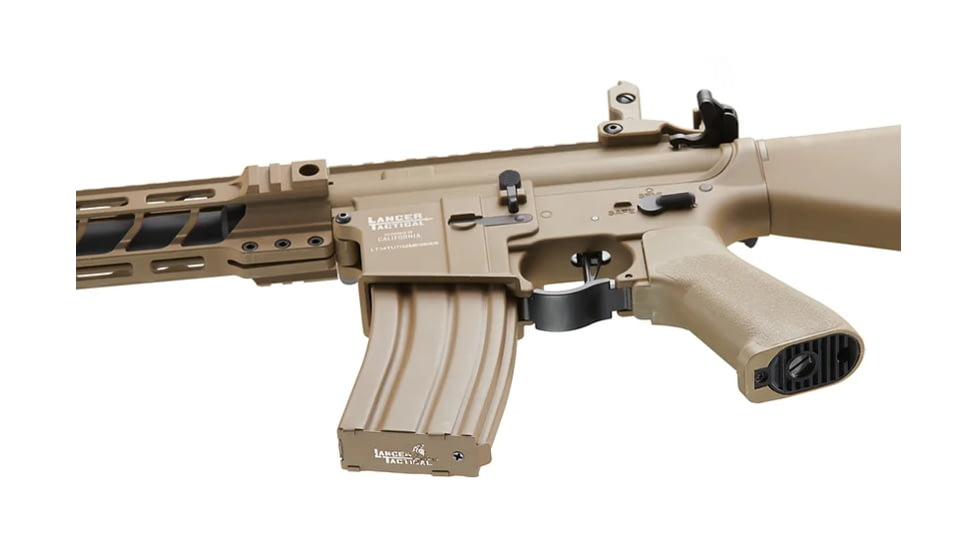Lancer Tactical Proline 7in KeyMod Airsoft AEG Rifle w/ Stubby Stock, Tan, LT-14BTU-G2-ME