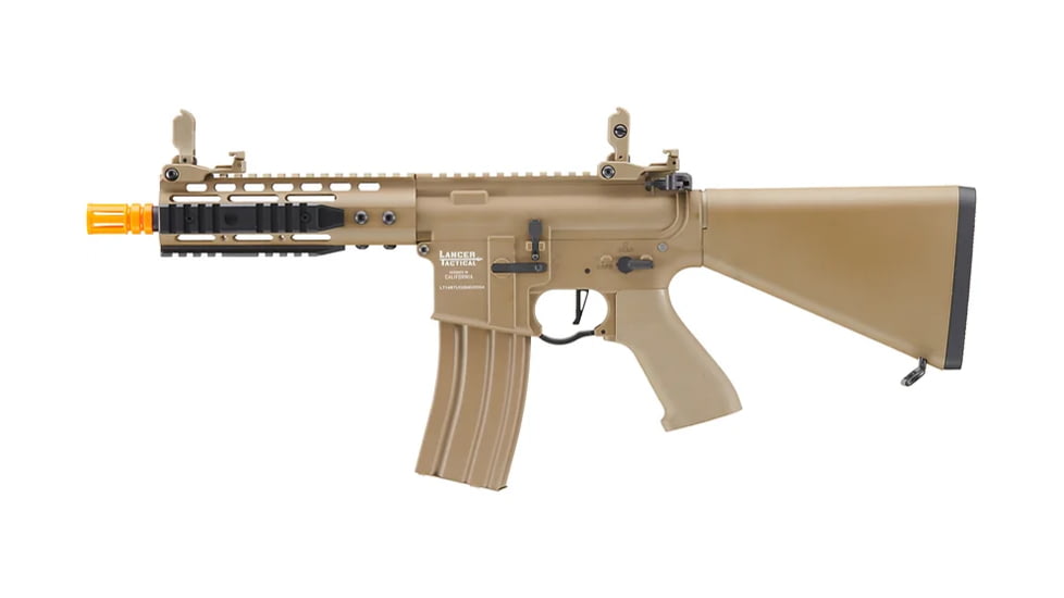 Lancer Tactical Proline 7in KeyMod Airsoft AEG Rifle w/ Stubby Stock, Tan, LT-14BTU-G2-ME