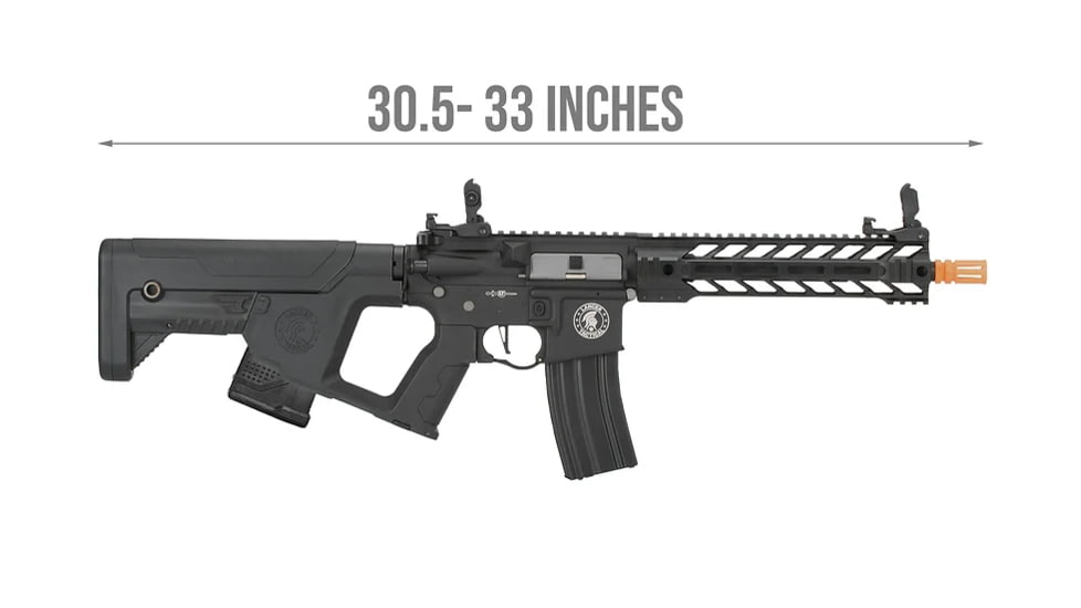 Lancer Tactical Proline Enforcer Battle Hawk 10in M4 Airsoft Rifle w/ Alpha Stock, Black, LT-34BB10-G2-ME