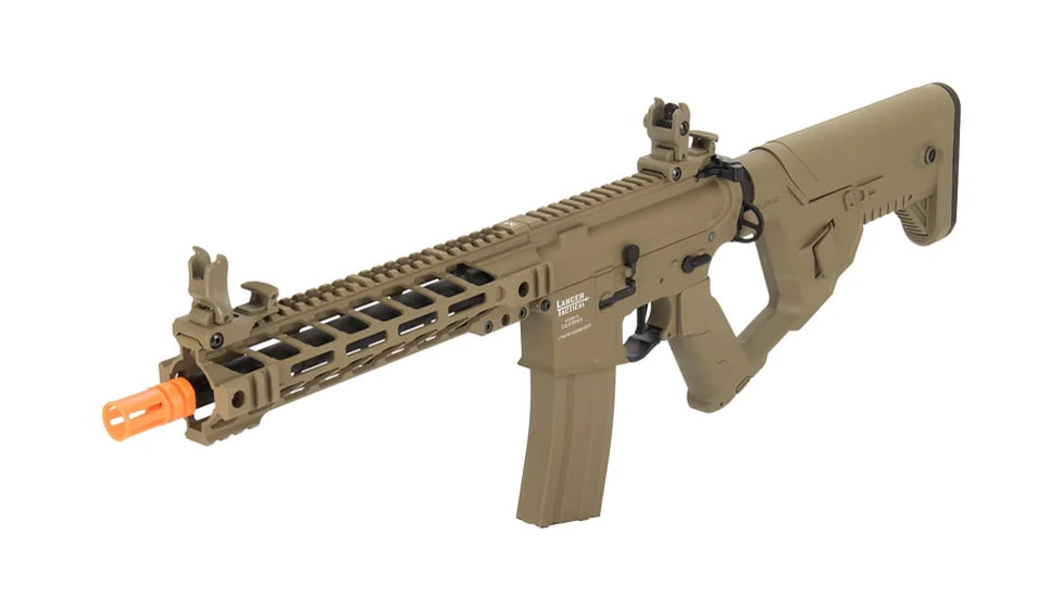 Lancer Tactical Proline Enforcer Battle Hawk 10in M4 Airsoft Rifle w/ Alpha Stock, Tan, LT-34TB10-G2-ME
