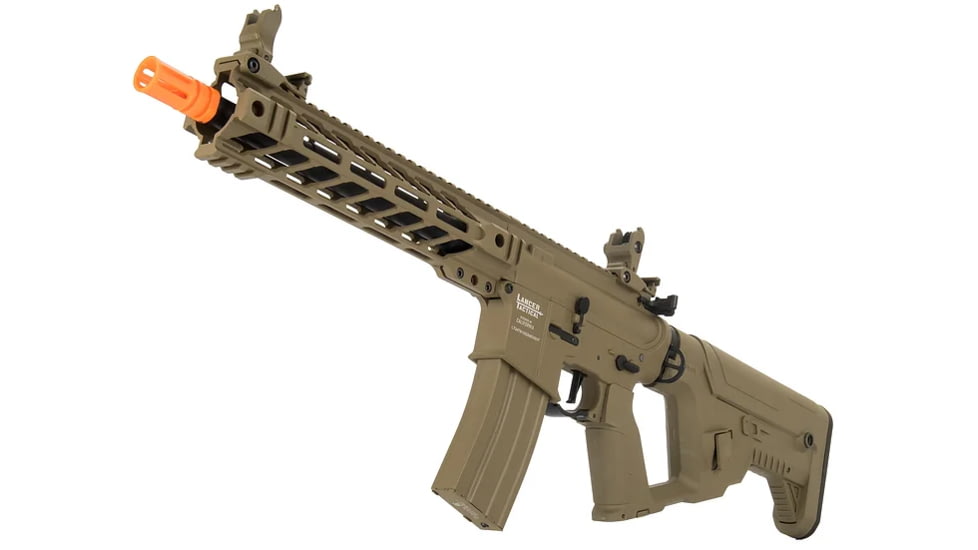 Lancer Tactical Proline Enforcer Battle Hawk 10in M4 Airsoft Rifle w/ Alpha Stock, Tan, LT-34TB10-G2-ME