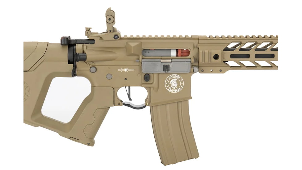 Lancer Tactical Proline Enforcer Battle Hawk 10in M4 Airsoft Rifle w/ Alpha Stock, Tan, LT-34TB10-G2-ME
