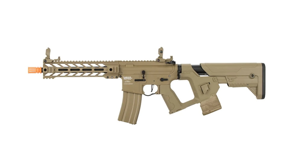 Lancer Tactical Proline Enforcer Battle Hawk 10in M4 Airsoft Rifle w/ Alpha Stock, Tan, LT-34TB10-G2-ME