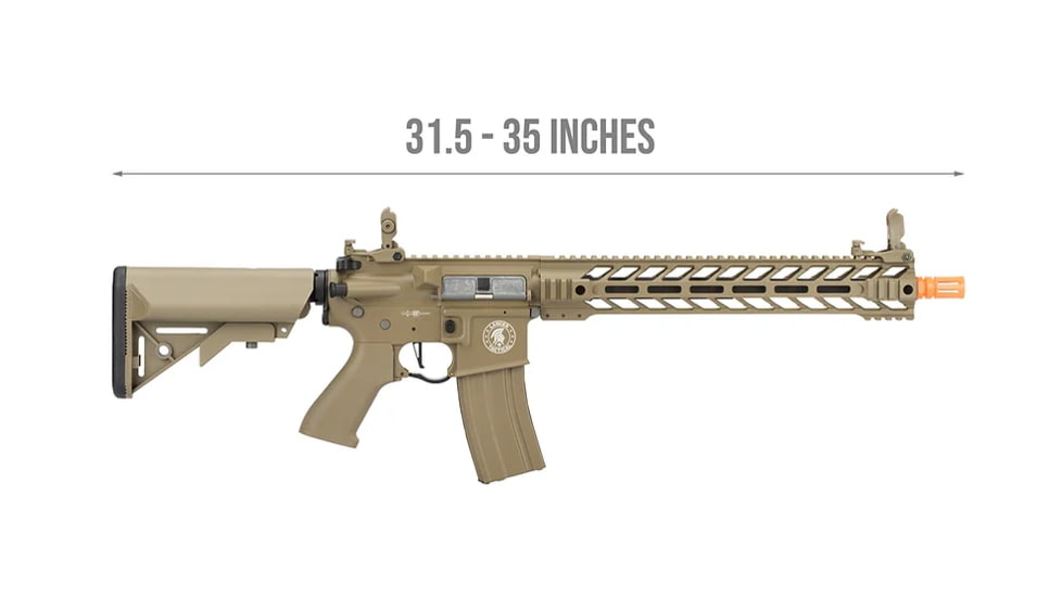 Lancer Tactical Proline Enforcer Battle Hawk 14in M4 Airsoft Rifle, Tan, LT-34TA14-G2-ME