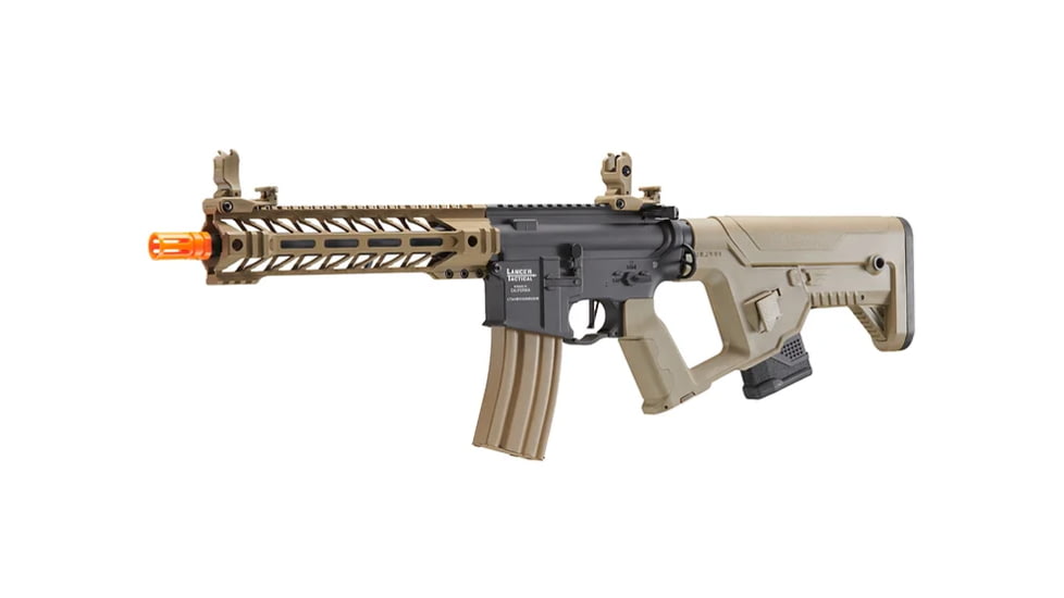 Lancer Tactical Two-Tone Enforcer Battle Hawk Airsoft AEG w/ Alpha Stock, Black/Tan, LT-34XB10-G2-ME